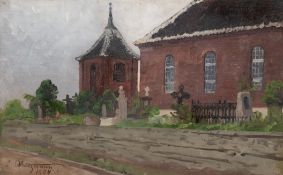 Saltzmann, Carl (1847 Berlin-1923 Potsdam) "Kirche in Carolinensiel - Ostfriesland", Öl/Mp. sign. u