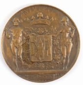 Bridge-Medaille im Etui "City Bridge Club UNICEF... 1964...Antwerpen", Bronze, Dm. 7 cm