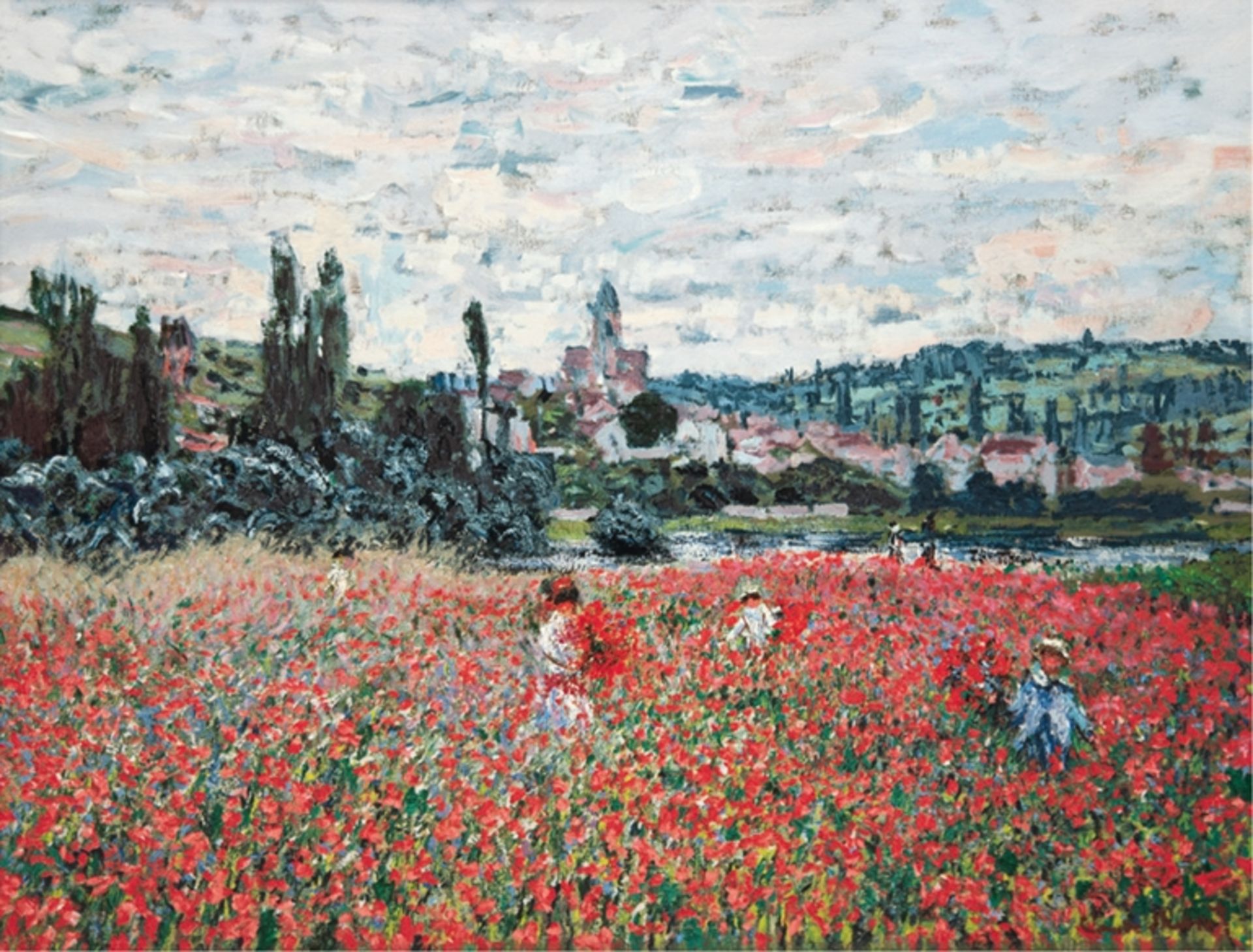 Öldruck nach Claude Monet "Mohnblumen bei Vétheuil", Öl/Lw., Original Dietz-Replik, limitierte Aufl