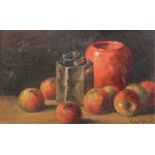 Wölfle, Franz Xaver (1887 Kaufbeuren- 1972 Zankenhausen) "Stilleben mit Äpfeln, Zinngefäß und Vase"