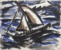 Phillips, Holmead (1885 Shippensburg, Pennsylvania-1975 Brüssel) "Segelboot", Aquarell, monogr. u.r