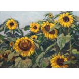 Hennemann, Karl (1884 Waren -1972 Schwerin) "Sonnenblumen", Öl/Lw., sign. u.l. und dat. ´19, 65x83