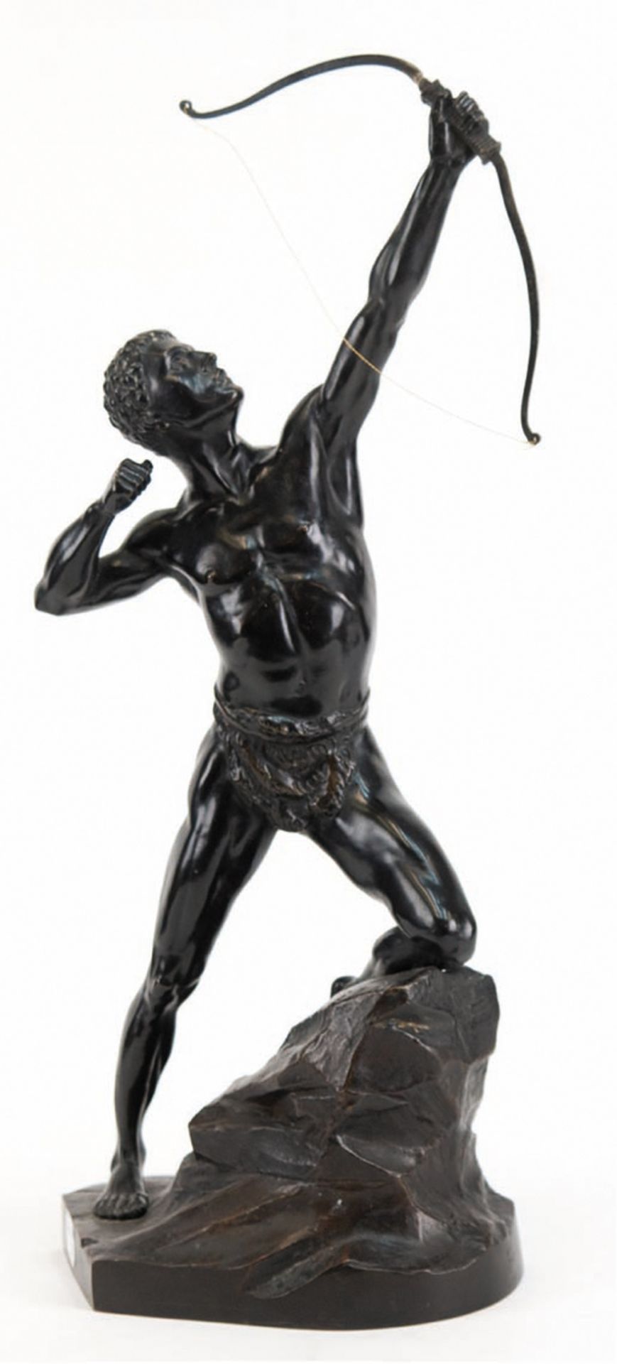 Schmidt Wendlin, Nikolaus (1883-1954) "Bogenschütze auf einem Felsen kniend", Bronzefigur, dunkelbr