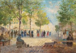 Kongshammer, Jens (1884-1974) "Straßenszene aus Rouen Frankreich", Öl/ Lw., sign. u.r., 3 kl. Löche