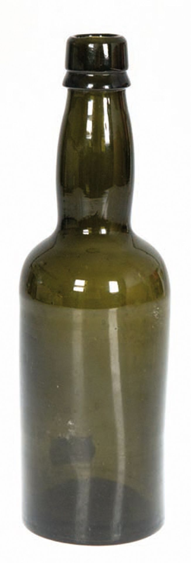 Flasche, Ende 19. Jh., Alt Schwerin, braungrünes Glas, H. 22 cm