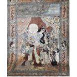 Täbris, Bildteppich, polychromer figürlicher Dekor, 215x140 cm