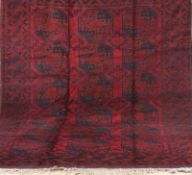 Ersari, Afghanistan, Wolle auf Wolle, rotgrundig mit schwarzem Ornamentalmuster, 310x235 cm