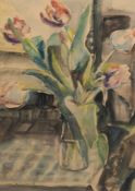 Oberländer, Hans Emil (1884 Rostock-1944 Bad Warmbrunn, Schlesien) "Tulpen im Glas", Aquarell, sign