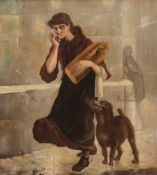 Adan, Louis Emile (1839 Paris-1937 ebenda) "Mädchen mit Brot, Milch und Hund", Öl/Holz, sign. u.r.,