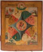 Ikone "Gottesmutter vom unverbrennbaren Dornbusch", Rußland, 19. Jh.,  Eitempra/ Holz, mit Expertis