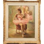 "Ballerina", Öl/Lw., undeutl. sign. u.r., 61x50,5 cm, Rahmen