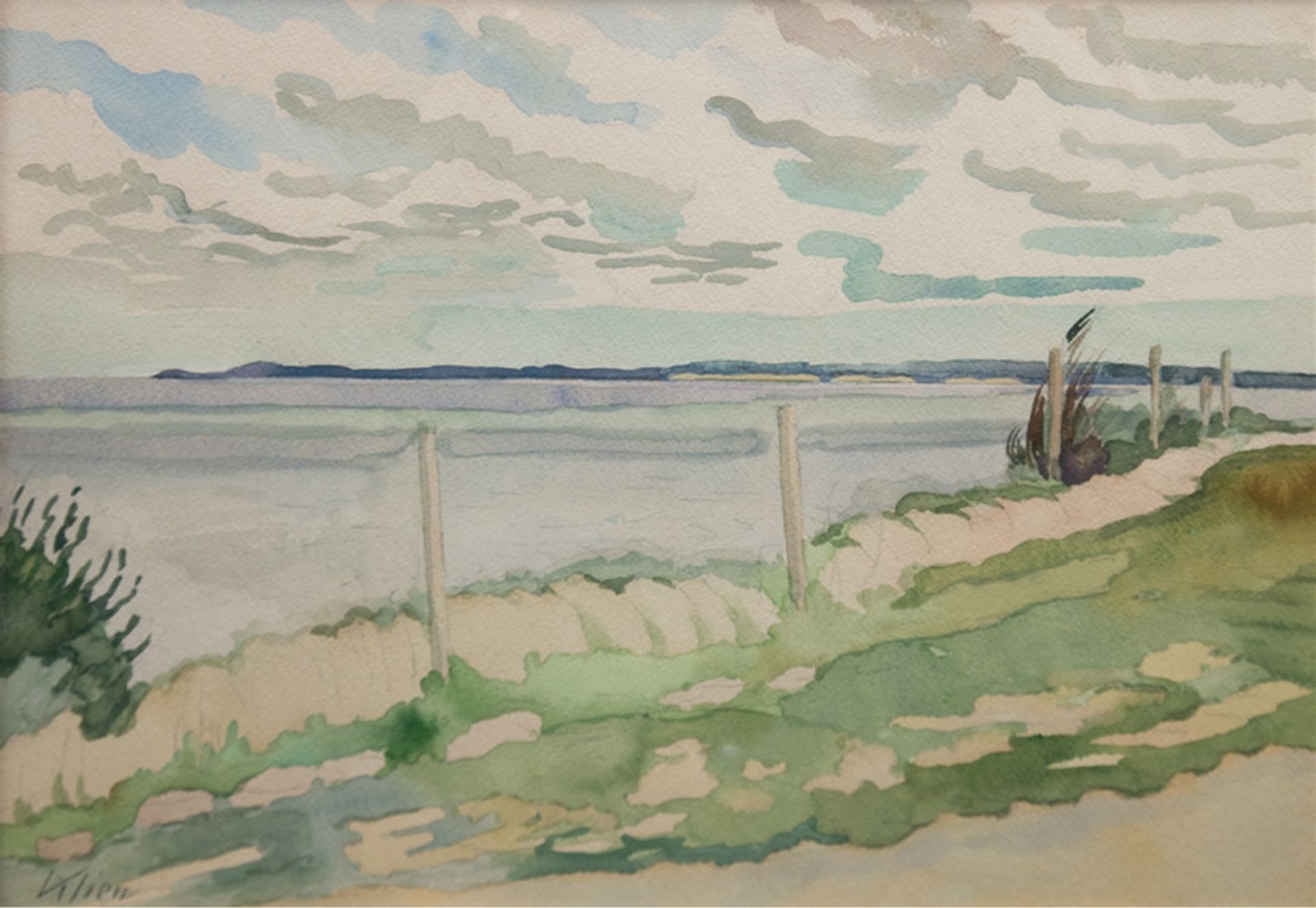 Klien "Ostseestrand", Aquarell, sign. u.l., 30x40 cm, hinter Glas und Rahmen