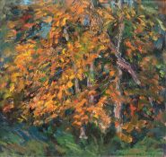 Kurowski, Friedrich Karl (1930-2015) "Herbstwald", Öl/Mp., sign, u.r., und dat.´96, 19x18,5 cm, Rah