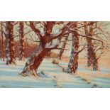 Wachenhusen, Fritz (1859 Schwerin-1929 ebenda) "Winter am Waldrand", Öl/Mp., sign. u.l., 45x70 cm,