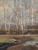 Lindner, Ernest (1897 Wien-1988 Saskatoon, Kanada) "Landschaft mit Birken", Öl/Lw., sign. u.r., 81x