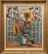 Holt, S.V. "Sonnenblumen im Topf", Öl/Lw., sign. u.r., 60x51 cm, Rahmen