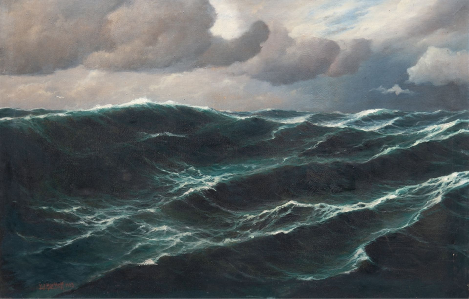 Hartleff, Peter Jakob (1856 Hamburg-1940 ebenda) "Meereswogen", Öl/Lw., sign. u.l. und dat. 1923, 6