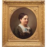 Porträtmaler um 1890 "Bildnis einer Dame", Öl/Lw., unsign., 36x31 cm, oval, Rahmen