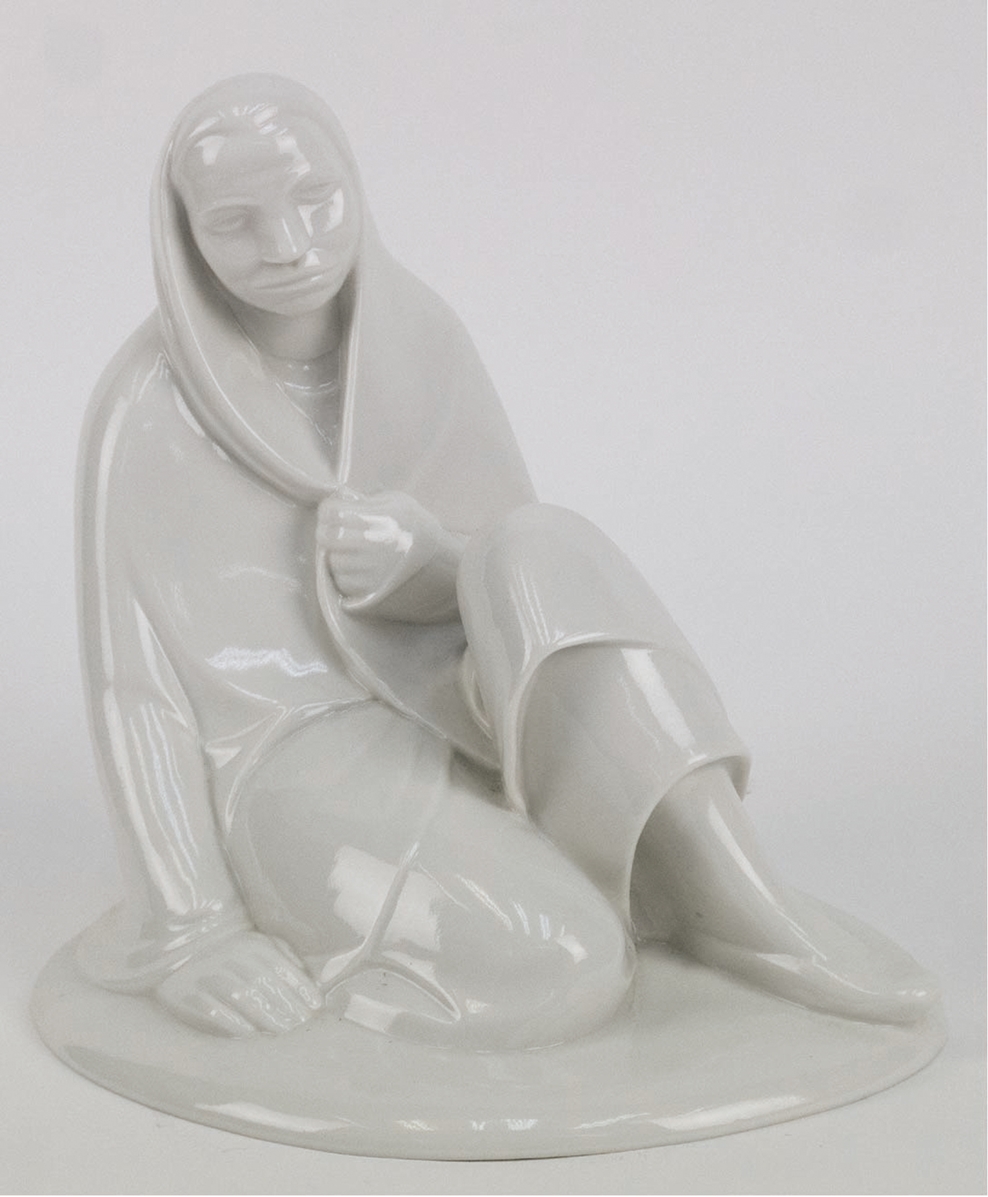"Sitzendes Mädchen", Weißporzellan, Entwurf 1909 von Ernst Barlach (1870 Wedel-1938 Rostock), monog