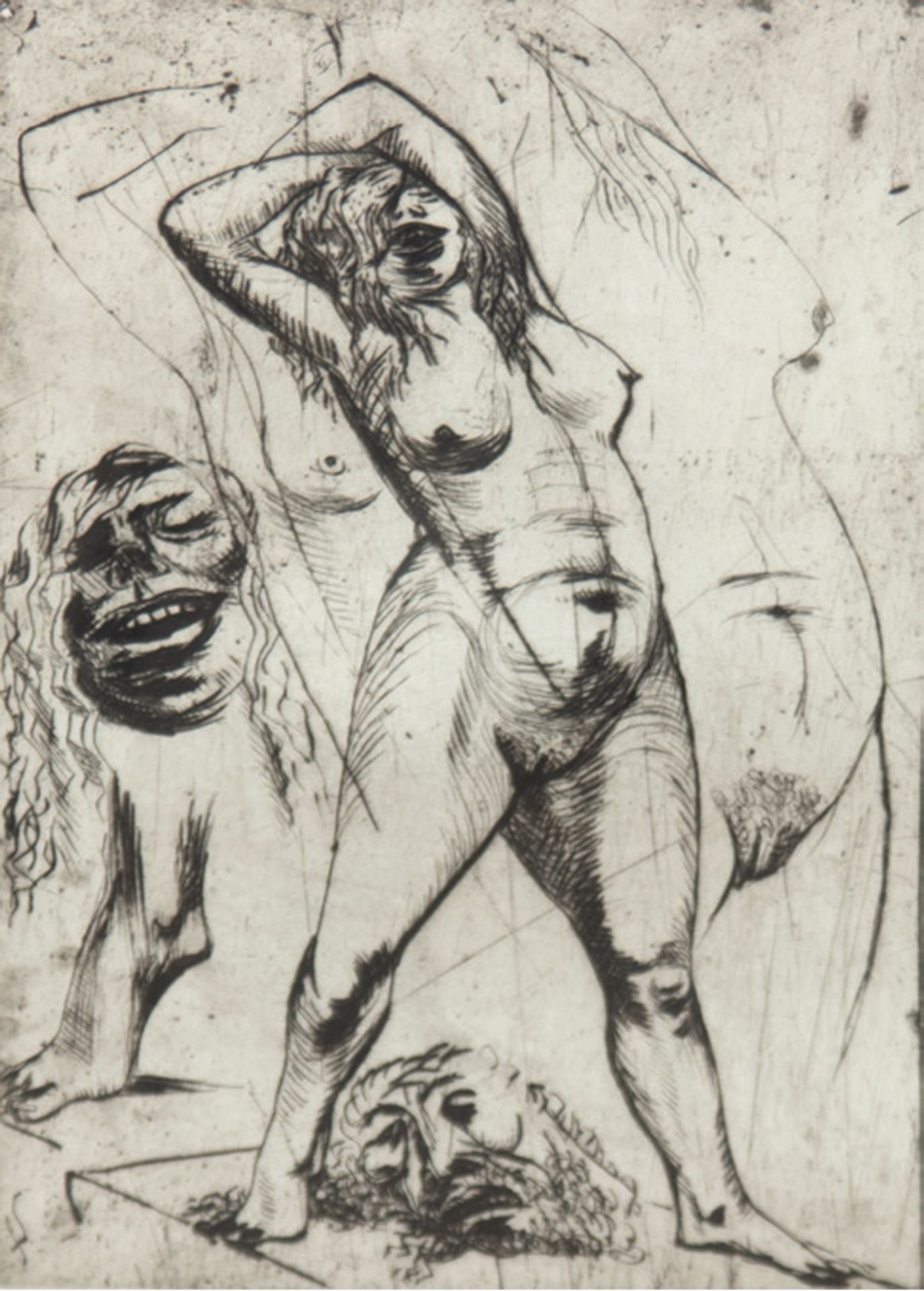 Makolis, Peter (geb. 1936 in Königsberg- ansässig in Dresden und Usedom) "Weiblicher Akt", Kaltnade