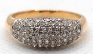 Ring, 750er GG, 5,8 g, gewölbter Ringkopf mit Brillanten von zus. 1,01 ct., RG 59,  Innendurchmesse