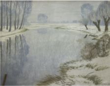 Schulte-Noelle, Ernst (Maler der Düsseldorfer Schule, 20. Jh.)"Winterlicher Altrheinarm", Pastell, 