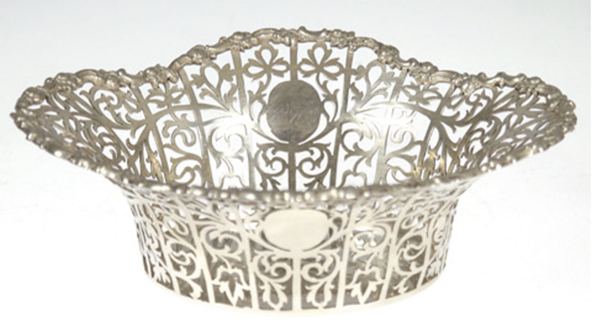 Schale, vierpaßförmig,  925er Silber, Birmingham 1904, Elkington & Co., ornamental durchbrochene Wa