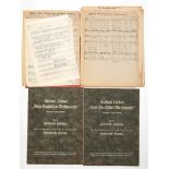 13 Original Notenblätter/ Partituren sowie 3 Liederhefte mit Texten und Gedichten von Egon Tschirc