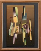 Schertel "Komposition", Collage auf Sperrholz, Öl/Holz, signiert und datiert 1974 u.r., 70x54,5 cm,