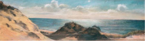 Varges, Helene (1877 Stettin-1946 Sylt) "Dünenlandschaft auf Sylt", Aquarell, sign. u.r., 14x47 cm,