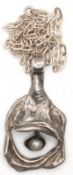 Kette mit Anhänger, 925er Silber, ges. 42 g, 1970er Jahre, Anhänger in Form einer stilisierten Blüt