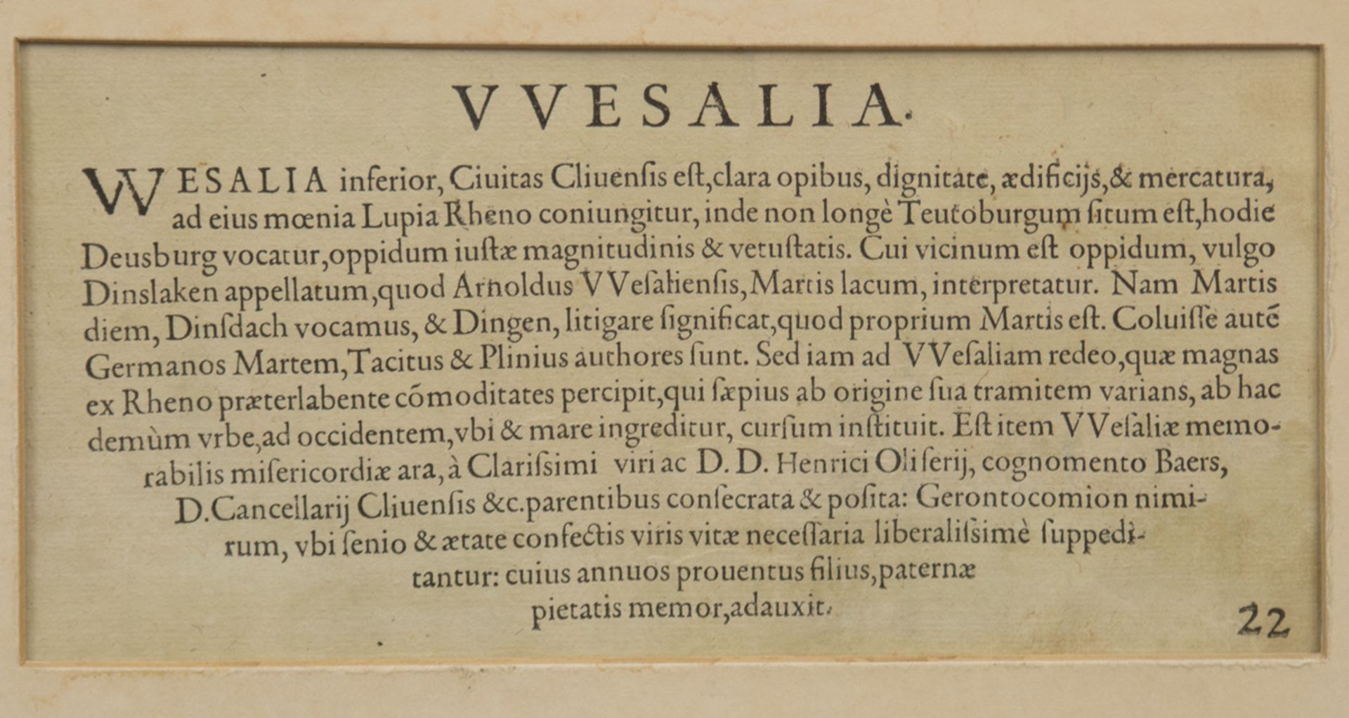 Altkolorierter Kupferstich "Wesalia Inferior-Ansicht von Wesel", rückseitig lateinischer Text, Gebr - Bild 3 aus 3