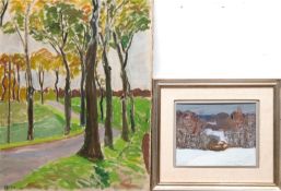 2 diverse Gemälde: Dotschkin, Nikolaj "Winterliche Stille", Öl/Lw., rückseitig auf Rahmen bez., 22x