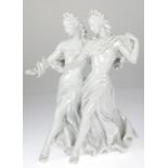 Rosenthal-Figur "Zwei tanzende junge Frauen", weiß, glasiert, Entw. Lore Friedrich-Gronau, untersei
