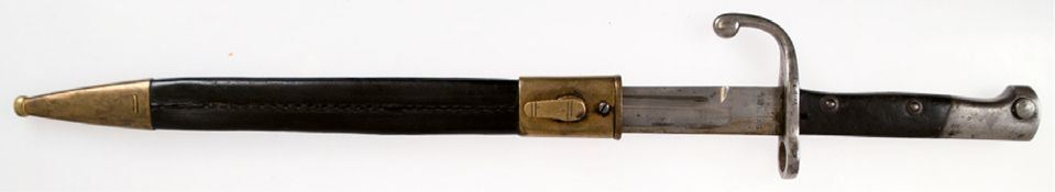Bajonett, "Simson & Co., Suhl", mit Scheide, gestempelt "RB", Gesamtlänge 43 cm, Länge der Klinge 3