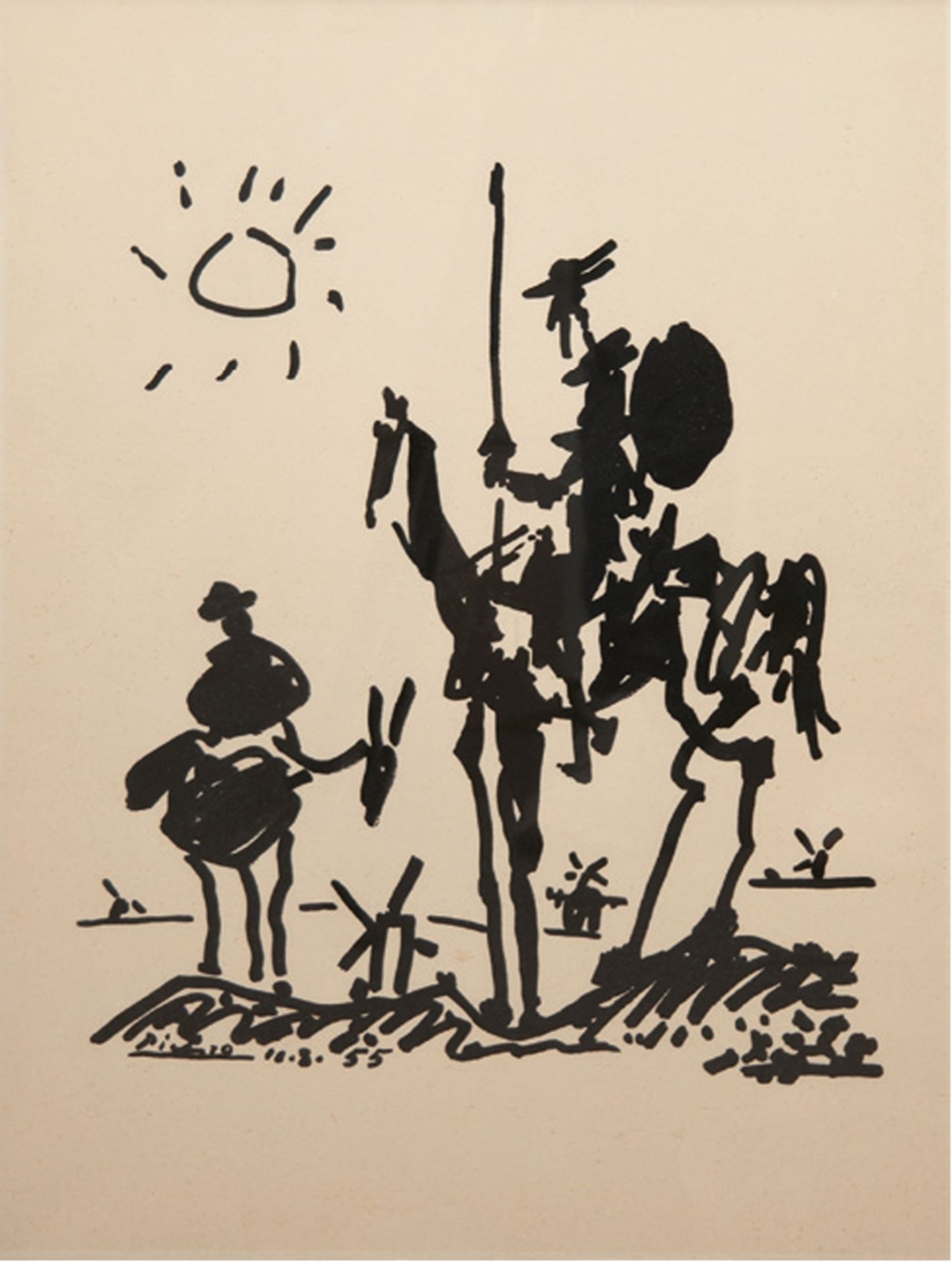 Picasso, Pablo (1881 Málaga-1973 Mougins) "Don Quichotte und Sancho Pansa", Litho, im Stein sign. u