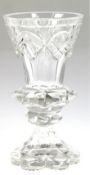 Biedermeier-Pokal, Klarglas, aufwendige Schliffdekore, H. 15 cm