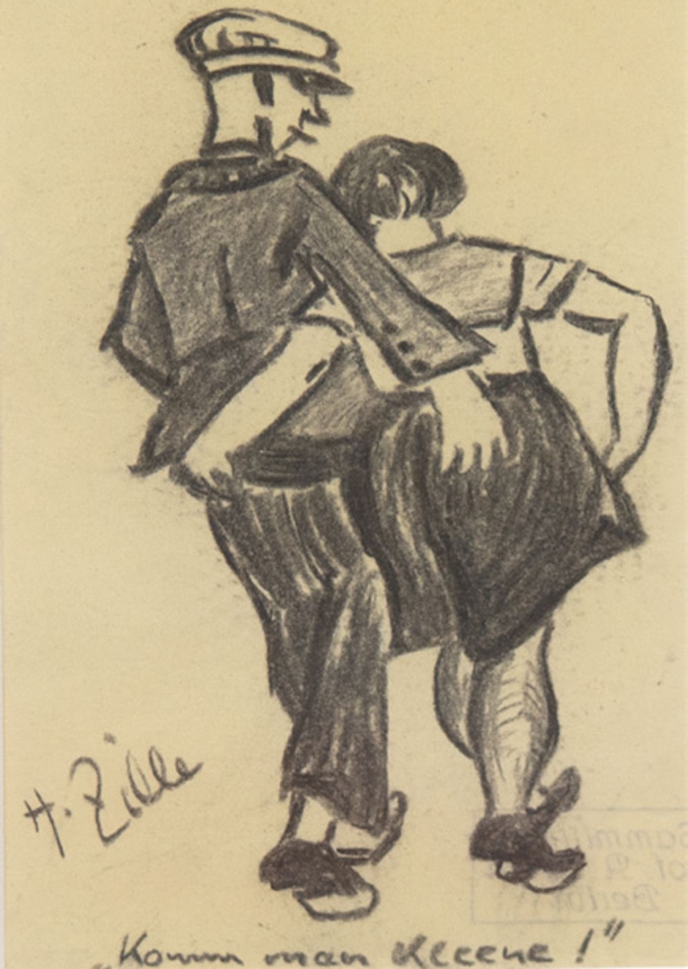 Zille, Heinrich (1858-1929 Berlin) "Komm man Kleene", Litho, um 1910, 21x15 cm, hinter Glas im Pass