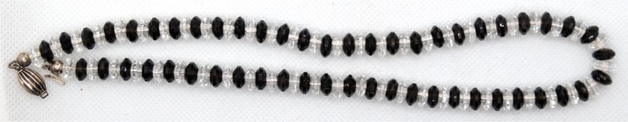Collier aus facettierten Rauchtopas-und Bergkristall-Linsen, Verschluss 925er Silber, Länge ca. 43 