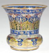 Vase, Josephinenhütte, Fritz Heckert, polychromer Dekor "Jodhpur", Entwurf Franz Reuleaux, H. 9,5 c