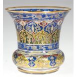Vase, Josephinenhütte, Fritz Heckert, polychromer Dekor "Jodhpur", Entwurf Franz Reuleaux, H. 9,5 c