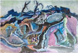 Bunge-Ottensen, Hans Willi Theodor (1899 Altona - Ottensen- 1983) "Expressive Landschaft", Aquarell