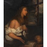 Sakralmaler um 1800 "Heilige Maria Magdalena", Öl/Lw., unsign., 53x42 cm, ungerahmt