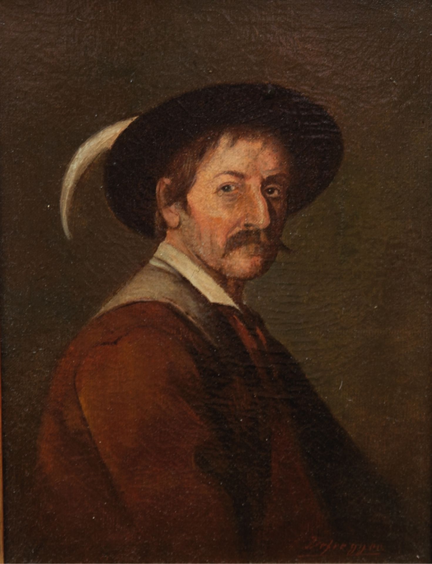 Maler des 19./20. "Herrenporträt", Öl/Lw., signiert u.r., "Defregger" doubliert, 32x25 cm, Rahmen