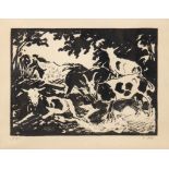 Wolf, Georg (1882 Düsseldorf-1962 Uelzen) "Ziegen", Radierung, sign. u.r. und bez. u.l., 28x37 cm,