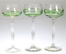 3 Theresiental-Weingläser Liane, 1x am Lippenrand best., hohe Stengel-Gläser, typischer sogenannter