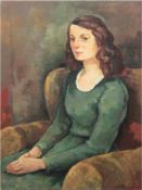 Schubert, Otto (1892 Dresden- 1970 ebenda) "Porträt einer jungen Frau im Sessel sitzend", Öl/Lw., s