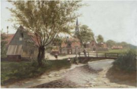 Eilers, Wilhelm (1857-1919) "Mecklenburger Dorf", Aquarell, sign. und dat. '87 u.l., 11x15,5 cm, hi