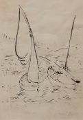 Maler des 19./20. Jh."Segelboote", Federzeichnung, sign. u.r. "Henri Matisse",  Blatt knickfaltig, 