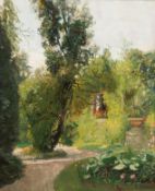 Pottner, Emil (1872 Salzburg-1942 Minsk) "Villa im Garten", Öl/ Hartfaser, 49x39 cm, Rahmen (Pottne